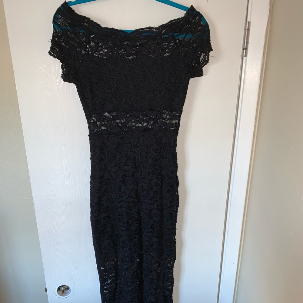 Formal Long black lace dress.